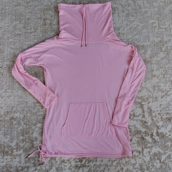 Cato Lyocell Cowl Neck Drawstring Kangaroo Pouch Top S Pink - Picture 9 of 15